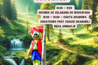 Grafika z postacią Utopca - zielonego stwora z czerwonymi włosami,stojącego w leśnym otoczeniu.Na grafice tekst informujący o szczegółach wydarzenia.